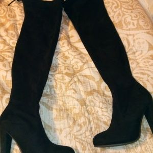 Black thigh high boots